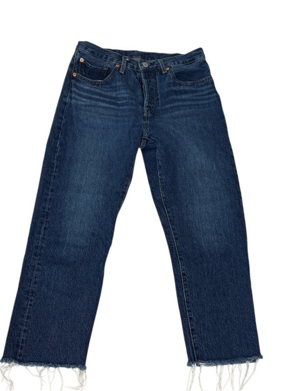 Levi's Premium 501 Cropped Jeans
Women's 26x23 Medium Wash
Raw Hem 100% Cotton
